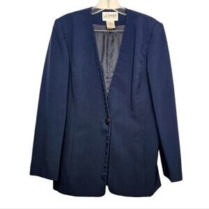 Liz Baker Essentials Vintage Navy Blue Single Breasted One Button Blazer Size 8
